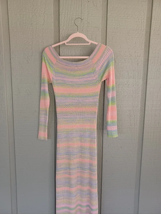 Anthropologie Daily Practice Sweater Midi Dress Size XS Preppy Slit Stretch - Picture 6 of 11